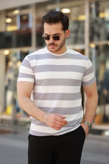 Erkek çift Renk Pamuklu örme Kumaş Kısa Kollu T-shirt resmi